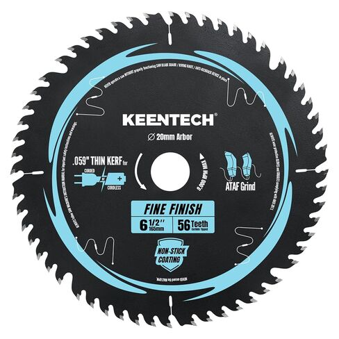 6-1/2" 56T 20mm ATAF Saw Blade for Track/Plunge, 1.5mm TCT Wood/MDF/Lam | Broad compatibility, no-sanding finish, saves wood & battery, extra wear-resistant, anti-stick smooth in Kuwait