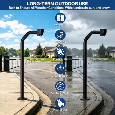 POCHAR 47" Universal Driveway Gate Keypad Post with 2 Mounting Plates | Gooseneck Pedestal Post Heavy-Duty Outdoor Mounting Post with Waterproof Cover for Card Readers and Access Control Keypads in Saudi Arabia