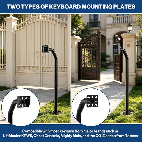 POCHAR 47" Universal Driveway Gate Keypad Post with 2 Mounting Plates | Gooseneck Pedestal Post Heavy-Duty Outdoor Mounting Post with Waterproof Cover for Card Readers and Access Control Keypads in Saudi Arabia