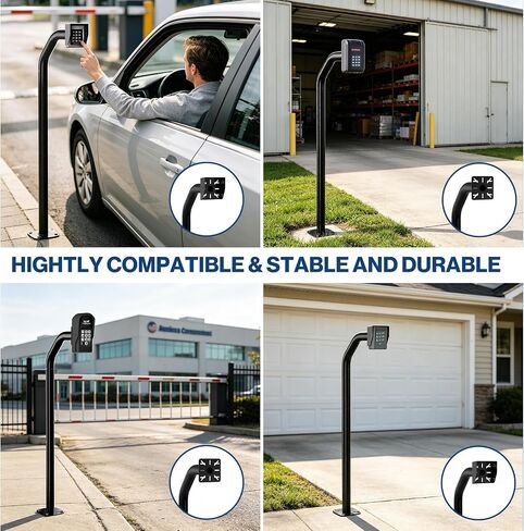 POCHAR 47" Universal Driveway Gate Keypad Post with 2 Mounting Plates | Gooseneck Pedestal Post Heavy-Duty Outdoor Mounting Post with Waterproof Cover for Card Readers and Access Control Keypads in Saudi Arabia