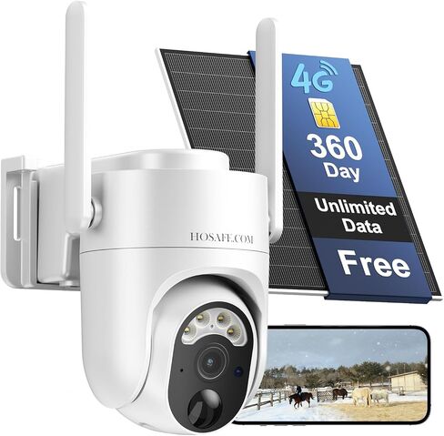 4G Cellular Security Camera Wireless Outdoor with 360 Day Free Data | No WiFi, No Subscription, Built-in 4G SIM Card , 2K Resolution, 360° View, Color Night Vision, Free Cloud Storage(Need Apply) in Saudi Arabia