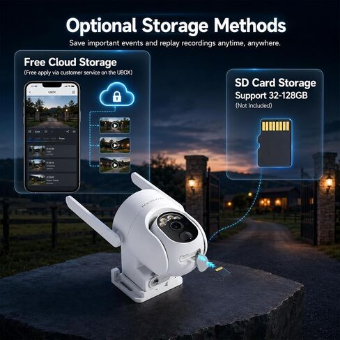 4G Cellular Security Camera Wireless Outdoor with 360 Day Free Data | No WiFi, No Subscription, Built-in 4G SIM Card , 2K Resolution, 360° View, Color Night Vision, Free Cloud Storage(Need Apply) in Saudi Arabia