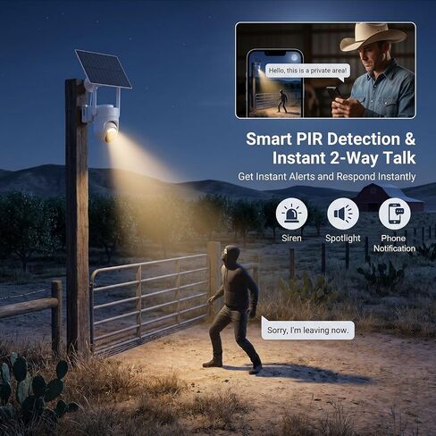 4G Cellular Security Camera Wireless Outdoor with 360 Day Free Data | No WiFi, No Subscription, Built-in 4G SIM Card , 2K Resolution, 360° View, Color Night Vision, Free Cloud Storage(Need Apply) in Saudi Arabia