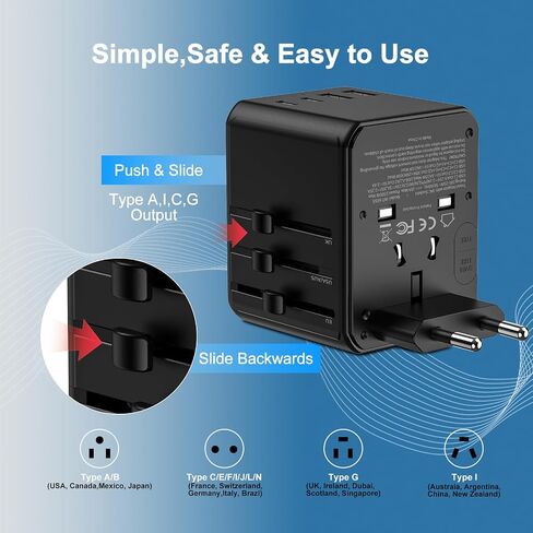Power Adapter, 17W 220v to 110v Adapter,White Converter Us to Europe, for Some Electroics Application (Black) in Kuwait