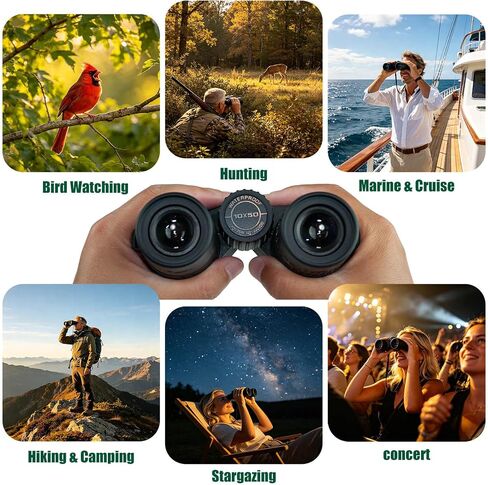 10x50 Binoculars for Adults, HD High Powered Binoculars with BAK4 Prism & FMC Optics, IPX7 Waterproof for Bird Watching Hunting Travel Cruise Marine in Kuwait