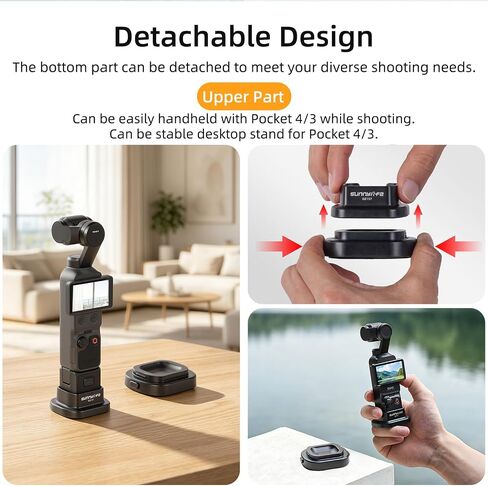 Desktop Car Mount for DJI Osmo Pocket 4P/4/3 Accessories | 2-in-1 Detachable Non-Slip Silicone Stand Camera Mount Support Base, for Driving POV Videos, Travel Vlogging & Road Recording in Saudi Arabia
