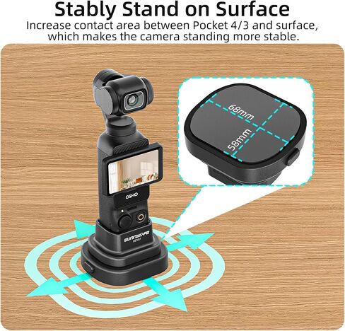 Desktop Car Mount for DJI Osmo Pocket 4P/4/3 Accessories | 2-in-1 Detachable Non-Slip Silicone Stand Camera Mount Support Base, for Driving POV Videos, Travel Vlogging & Road Recording in Saudi Arabia