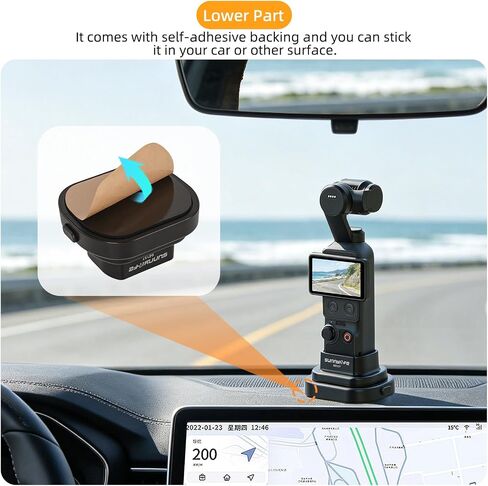 Desktop Car Mount for DJI Osmo Pocket 4P/4/3 Accessories | 2-in-1 Detachable Non-Slip Silicone Stand Camera Mount Support Base, for Driving POV Videos, Travel Vlogging & Road Recording in Saudi Arabia