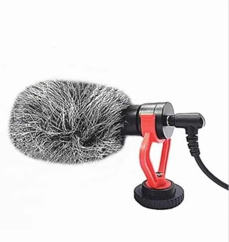 Cardioid Shotgun Microphone for Camera & Smartphone, 3.5mm Plug & Play Condenser Mic with Shock Mount & Windscreen, External Vlog Mic for YouTube & Podcast for Canon XA60 in Kuwait