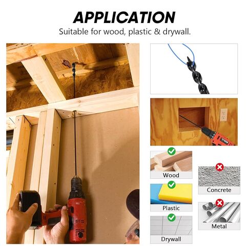 HUAALIUCHE 48" Flexible Installer Drill Bit for Pulling Wires in Walls, Ceilings, and Sidewalks, 9/16" Auger with Screw Point & Fish Eye, 3/16" 3-Flat Shank for Wood & Conduits in Saudi Arabia
