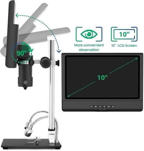 Microscope, Microscope 10-inch Digital 1080P Adjustable LCD Display Welding Suitable for Adult Beginners Learning Experiments,for Homeschool Lab in Kuwait