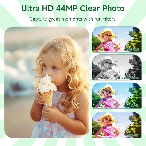 Digital Camera, FHD 4K 44MP Digital Camera with 64GB SD Card, Pink and DeepGreen in Saudi Arabia