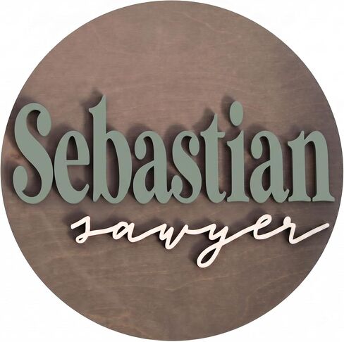 Custom Round Nursery Name Sign, Personalized 3D Baby Name Announcement Sign, Personalized Wooden Wall Plaque, 3D Wall Art for Children & Kids Rooms, Family Name Signs, 30 Colors (Design 9) in Saudi Arabia