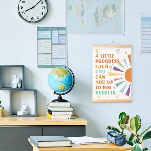 A Little Progress Each Day Adds Up Poster Hanger Frame,Cute Classroom Decor | Boho Inspirational Wall Art for Kids Room Classroom Nursery Playroom/Positive Affirmations Wall Decor/16x12 In in Saudi Arabia