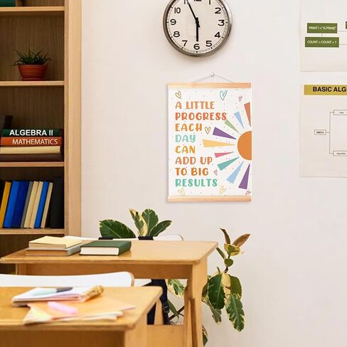 A Little Progress Each Day Adds Up Poster Hanger Frame,Cute Classroom Decor | Boho Inspirational Wall Art for Kids Room Classroom Nursery Playroom/Positive Affirmations Wall Decor/16x12 In in Saudi Arabia