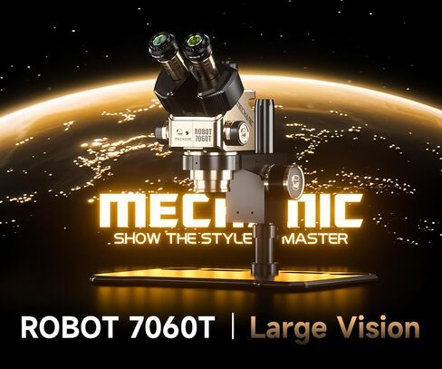 MECHANIC ROBOTICS 7060T-TG Trinocular Stereo Industrial Microscope 7-60X Continuous Zoom WF10X25 Eyepiece CCD 0.45X Camera Adapter in Saudi Arabia