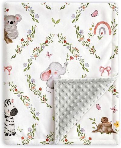 HOMRITAR Cow Baby Blanket for Boys Girls with Double Layer Dotted Backing | Soft Cozy Plush Minky Blanket with Farm Scarecrow Print for Infant Toddler Nursery Crib Stroller Shower Gift 30 x 40 Inch in Saudi Arabia