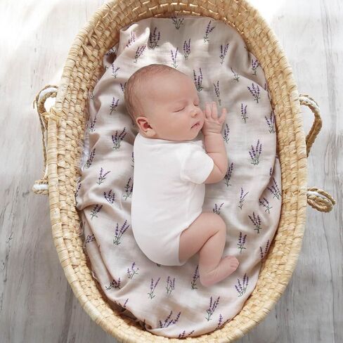 LifeTree Baby Swaddle Blankets 2 Pack and Burp Cloths 2 Pack Set, Muslin Swaddling Wrap Receiving Blanket for Newborn, Organic Cotton, Large 47" x 47", Lavender and Mauve in Saudi Arabia