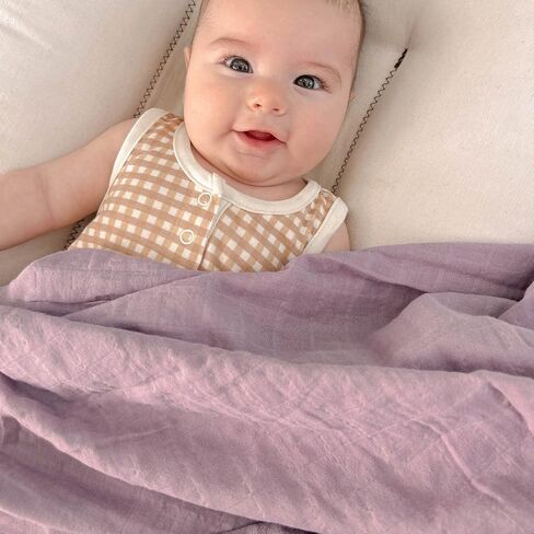 LifeTree Baby Swaddle Blankets 2 Pack and Burp Cloths 2 Pack Set, Muslin Swaddling Wrap Receiving Blanket for Newborn, Organic Cotton, Large 47" x 47", Lavender and Mauve in Saudi Arabia