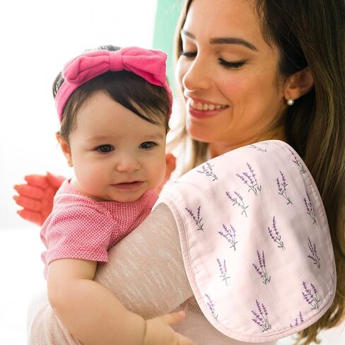 LifeTree Baby Swaddle Blankets 2 Pack and Burp Cloths 2 Pack Set, Muslin Swaddling Wrap Receiving Blanket for Newborn, Organic Cotton, Large 47" x 47", Lavender and Mauve in Saudi Arabia