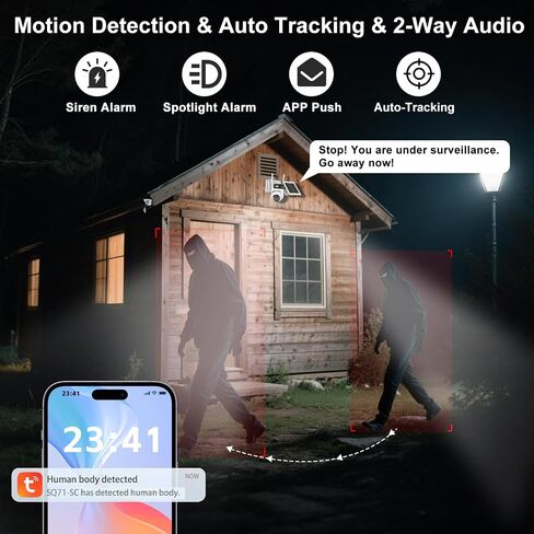 Dual Lens 4G Cellular Solar Security Camera,365 Days Free Unlimited Data | No WiFi Securty Camera Solar Powered, PTZ with 360°Auto Tracking,2K Color Night Vision,PIR Alarm,2-Way Audio in Kuwait