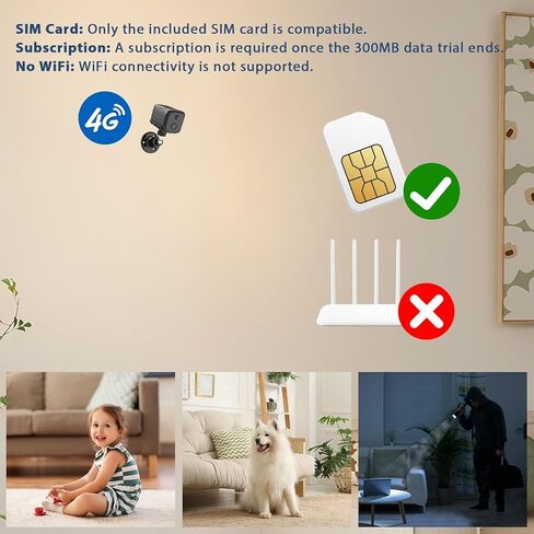 Cellular Security Camera Wireless, No WiFi Security Camera Indoor, 4G LTE Home/Office Cam with Auto Night Vision, Built-in SIM Card, 2K Live Video, 20 Day Standby Battery, PIR Motion Detection in Saudi Arabia