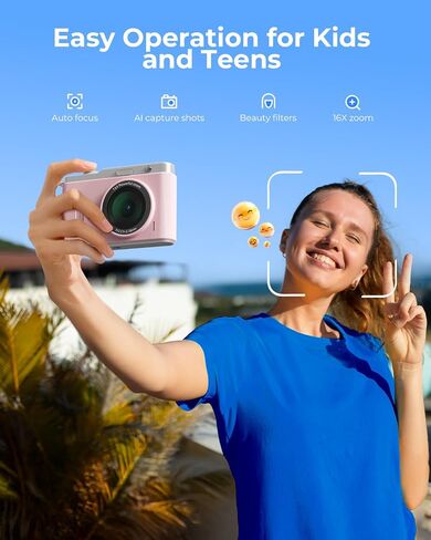Digital Camera with Dual Lens Switching | Point and Shoot Camera with 32GB Card, Anti-Shake, Compact Portable Cameras for Teens Girls Boys Kids in Kuwait