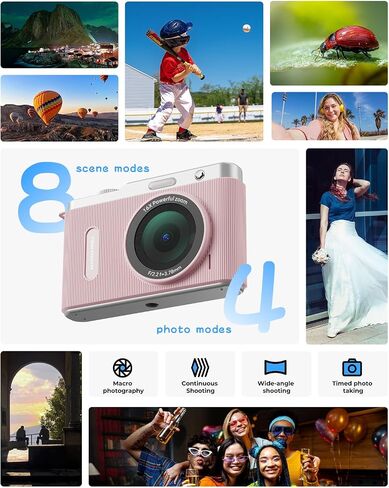 Digital Camera with Dual Lens Switching | Point and Shoot Camera with 32GB Card, Anti-Shake, Compact Portable Cameras for Teens Girls Boys Kids in Kuwait