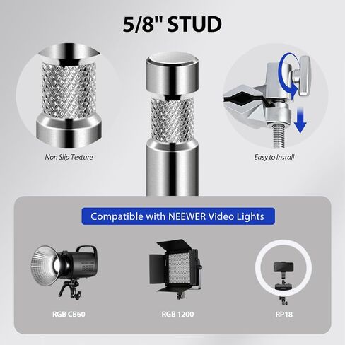 Heavy Duty 2" End Jaw Grip Head Matthellini Clamp with 5/8" Stud - Studio-Grade Mounting for Lights, Cameras, Diffusion, Accessories for Content Creators, Photographers, Filmmakes | heavy duty in Saudi Arabia