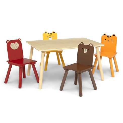 Delta Children Animal Safari Table & 4 Chair Set, Activity Table for Kids | Kids Table and Chair Set for Toddlers and Children for Arts, Crafts, and Snack Time - Sturdy, Durable Toddler Activity Table in Kuwait