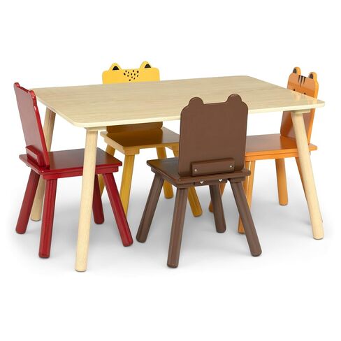 Delta Children Animal Safari Table & 4 Chair Set, Activity Table for Kids | Kids Table and Chair Set for Toddlers and Children for Arts, Crafts, and Snack Time - Sturdy, Durable Toddler Activity Table in Kuwait