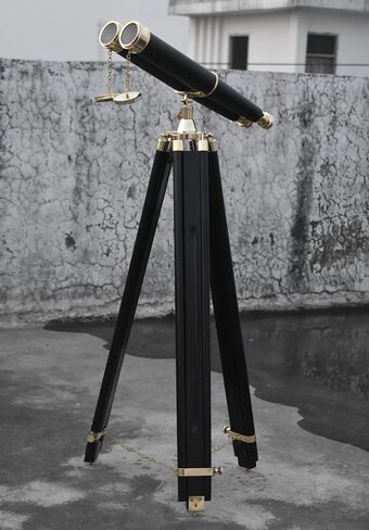 Vintage Solid Brass Floor-Standing Binoculars with Tripod – Nautical Telescope for Adults | Bird Watching, Marine Decor, Hiking, Outdoor & Camping Use in Kuwait