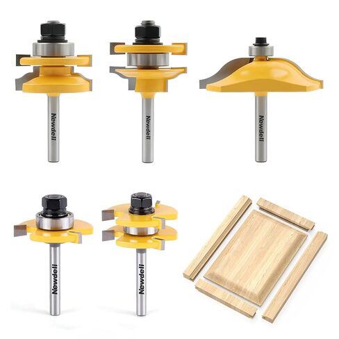 Newdeli 5Pcs Cabinet Door Router Bit Set 1/4" Shank Raised Panel Router Bits Tongue and Groove Router Bit Set Ogee Rail and Stile Router Bits Cabinet Making Tools in Saudi Arabia