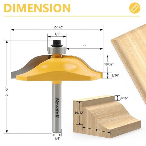 Newdeli 5Pcs Cabinet Door Router Bit Set 1/4" Shank Raised Panel Router Bits Tongue and Groove Router Bit Set Ogee Rail and Stile Router Bits Cabinet Making Tools in Saudi Arabia