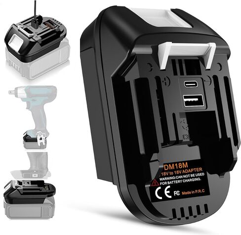 Battery Adapter for Makita 18V Cordless Tools, Converter with Type-C & USB A Fast Charging Port (Compatible with Dewalt 20V and for Milwaukee M18 Battery Work for Makita Tools) in Kuwait