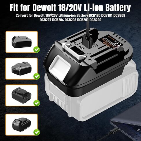 Battery Adapter for Makita 18V Cordless Tools, Converter with Type-C & USB A Fast Charging Port (Compatible with Dewalt 20V and for Milwaukee M18 Battery Work for Makita Tools) in Kuwait