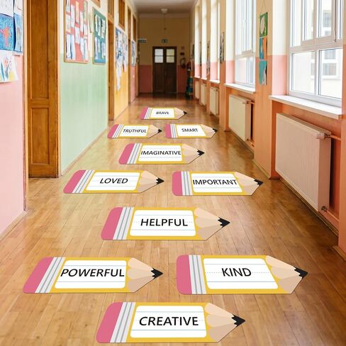 30 Pcs Pencil Floor Stickers for Classroom Funny Back to School Floor Decals Motivational Inspirational Pencil Floorboard Stickers for Preschool Classroom Office Nursery Wall Stairs Decoration in Saudi Arabia