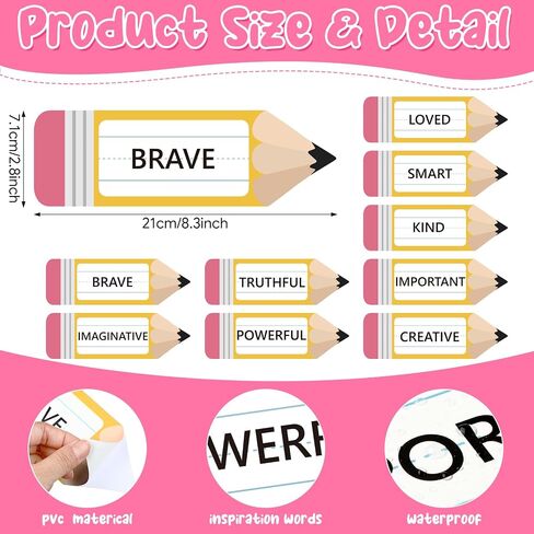 30 Pcs Pencil Floor Stickers for Classroom Funny Back to School Floor Decals Motivational Inspirational Pencil Floorboard Stickers for Preschool Classroom Office Nursery Wall Stairs Decoration in Saudi Arabia