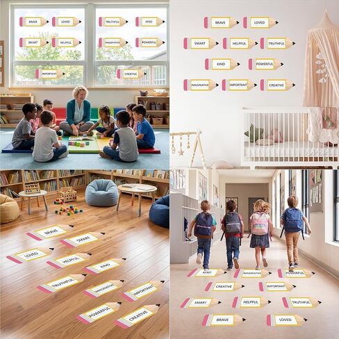 30 Pcs Pencil Floor Stickers for Classroom Funny Back to School Floor Decals Motivational Inspirational Pencil Floorboard Stickers for Preschool Classroom Office Nursery Wall Stairs Decoration in Saudi Arabia