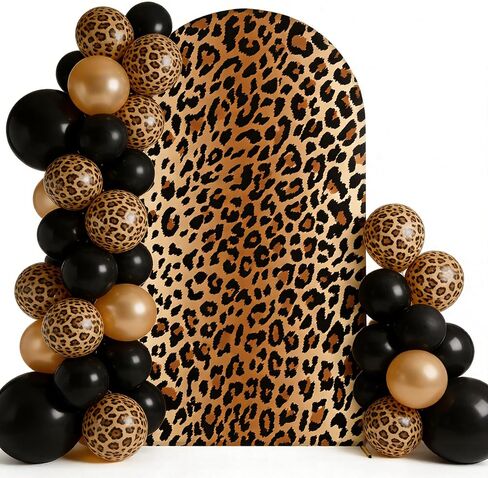 Leopard Arch Backdrop Cover Spandex Wedding Birthday Party Arch Stand Covers Round Top Chiara Arch Backdrop Covers for Indoor Outdoor Decorations (Leopard, 6FT) in Saudi Arabia