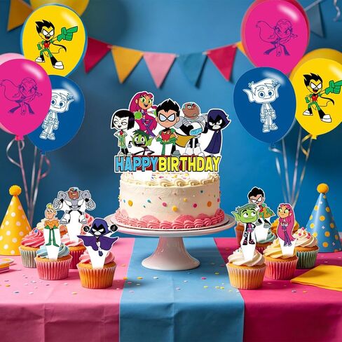 Teen Birthday Backdrop,Cartoon Titans Go Poster for Cartoon Theme Party Decorations Anime Birthday Supplies Background Studio Shoot Photo Props in Kuwait