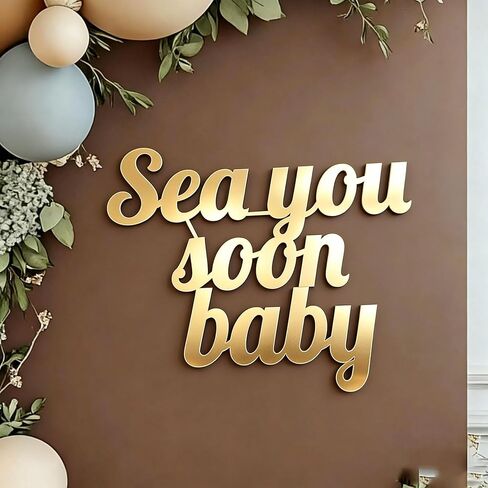 Sea You Soon Baby Sign for Backdrop,Acrylic Gold Under The Sea Baby Shower Decorations for Pregnancy Celebration Newborn Party Decorations in Saudi Arabia