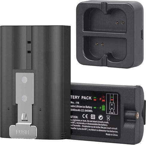 2Pack Replacement Battery with Charger Station for Ring Camera Doorbell | 6040mAh Rechargeable Camera Batteries, Compatible with Ring 2/3/3 Plus/4, Spotlight Camera, Stick Up Cam, and Peephole Cam in Kuwait