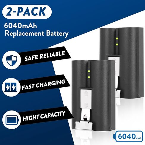 2Pack Replacement Battery with Charger Station for Ring Camera Doorbell | 6040mAh Rechargeable Camera Batteries, Compatible with Ring 2/3/3 Plus/4, Spotlight Camera, Stick Up Cam, and Peephole Cam in Kuwait