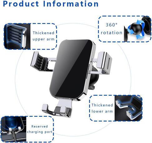 Phone Holders for Your Car for VW T-Cross 2019-2023 2024+, 360° Rotatable Adjustable Anti-Shake Vent Car Phone Holder Mount Safest Strongest in Saudi Arabia