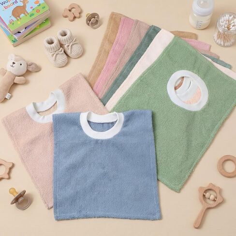 Foaincore 3 Pieces Full Coverage Toddler Bibs Pullover Baby Bibs Absorbent Cotton Terry Towel Toddler in Kuwait