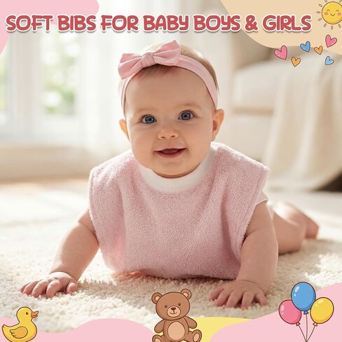 Foaincore 3 Pieces Full Coverage Toddler Bibs Pullover Baby Bibs Absorbent Cotton Terry Towel Toddler in Kuwait