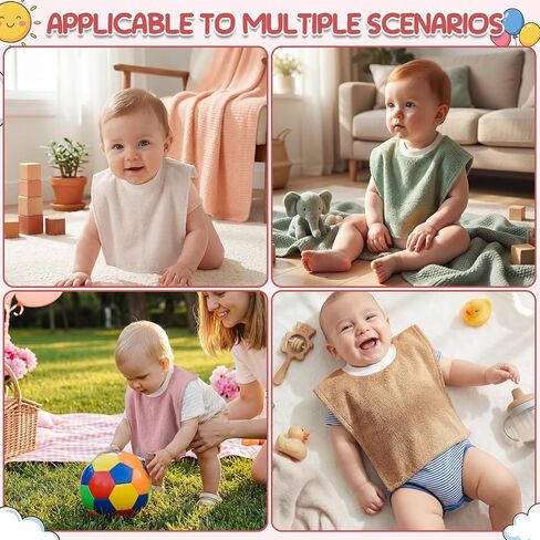 Foaincore 3 Pieces Full Coverage Toddler Bibs Pullover Baby Bibs Absorbent Cotton Terry Towel Toddler in Kuwait
