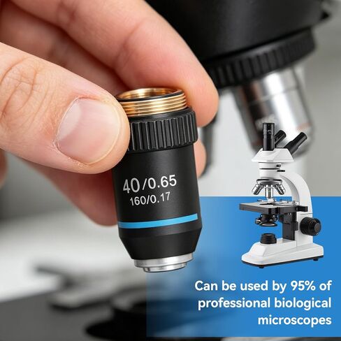 40X Microscope Objective Lens Replacement, Achromatic Microscope Objective High Magnification 20.2mm Thread for Compound Microscope and Borescope Supplies in Kuwait