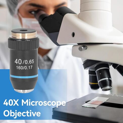 40X Microscope Objective Lens Replacement, Achromatic Microscope Objective High Magnification 20.2mm Thread for Compound Microscope and Borescope Supplies in Kuwait